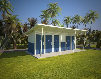 Yarra 5 Standard Toilet Building with Deep Ocean and Surfmist colour scheme